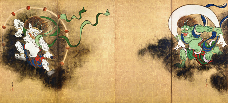 Japan: The Thunder God Raijin (left) and the Wind God Fujin (right) à Ogata Korin