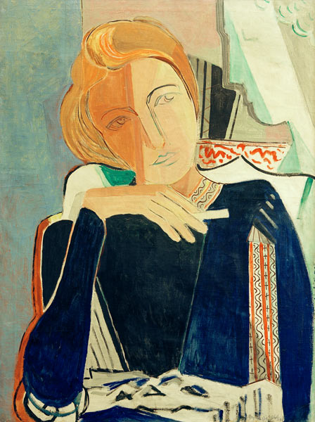Inge II, en bleu foncé avec cigarette à Oskar Moll
