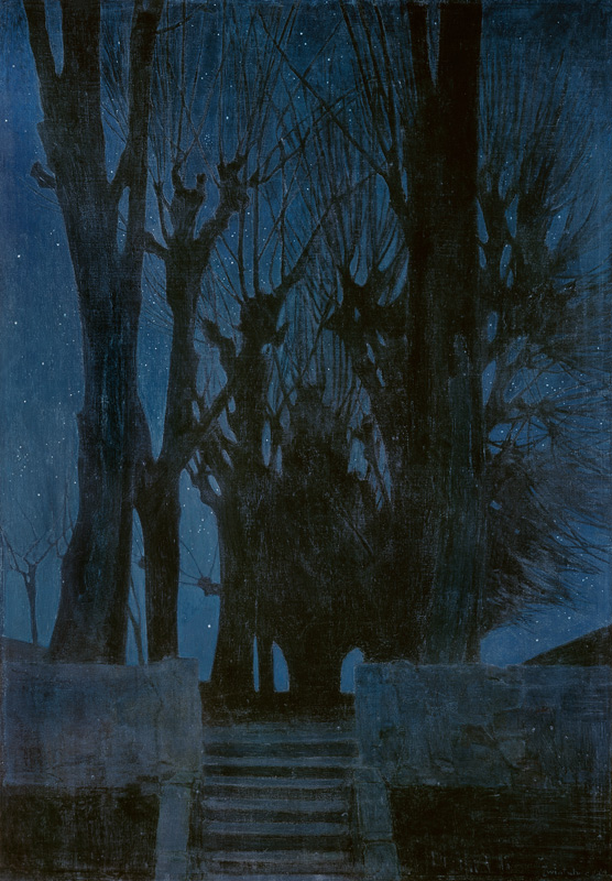 Willow Trees by Night à Oskar Zwintscher