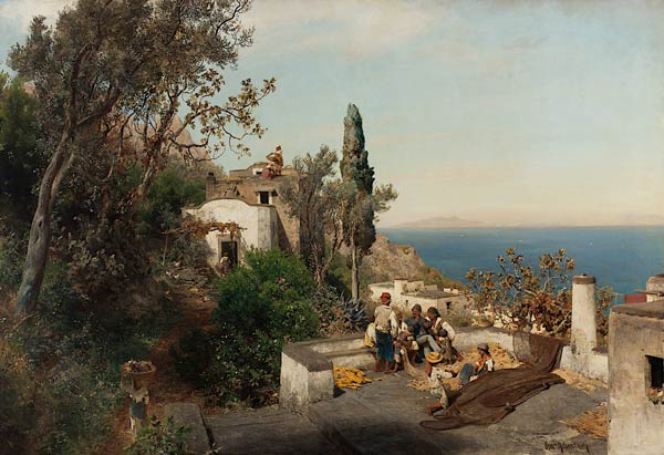 Italienische Küstenlandschaft bei Neapel à Oswald Achenbach