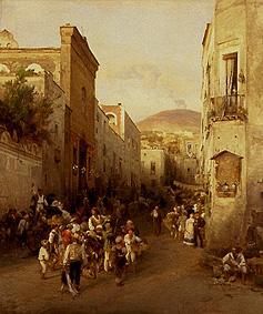 Scène du petite ville sicilienne à des pieds du Etna. à Oswald Achenbach