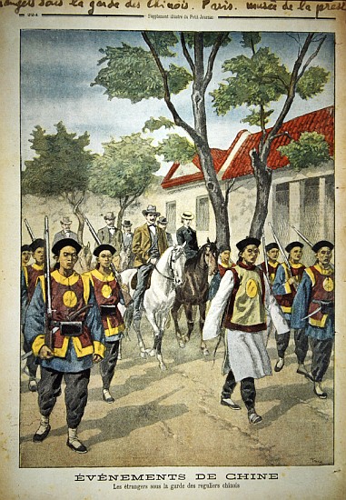 European foreigners under armed escort Chinese regular soldiers during the Boxer rebellion of 1899-1 à Oswaldo Tofani