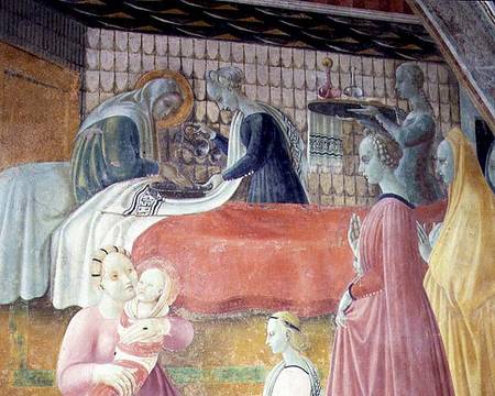 The Birth of the Virgin, detail from the cycle The Lives of The Virgin and St. Stephen from the Capp à Paolo Uccello