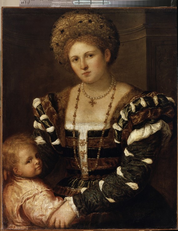 Portrait of a Lady with a Boy à Paris Bordone