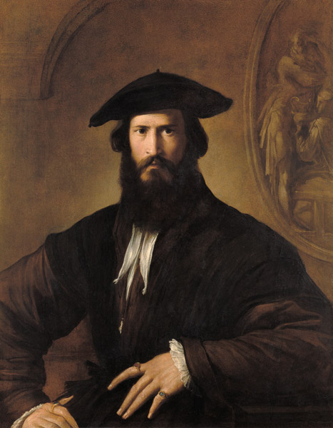 Bildnis eines bärtigen Mannes. à Parmigianino (dit le Parmesan)