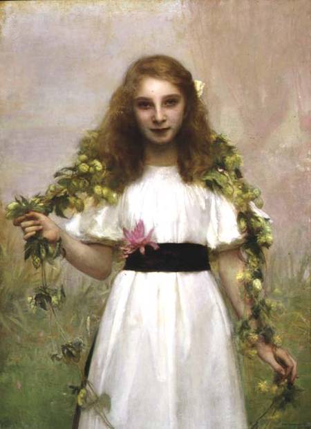 Portrait of a Young Girl with Flowers à Pascal A.J. Dagnan-Bouveret