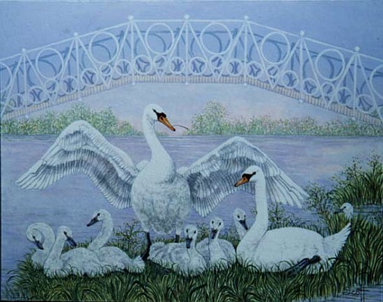 The Family Swan (acrylic)  à Pat  Scott