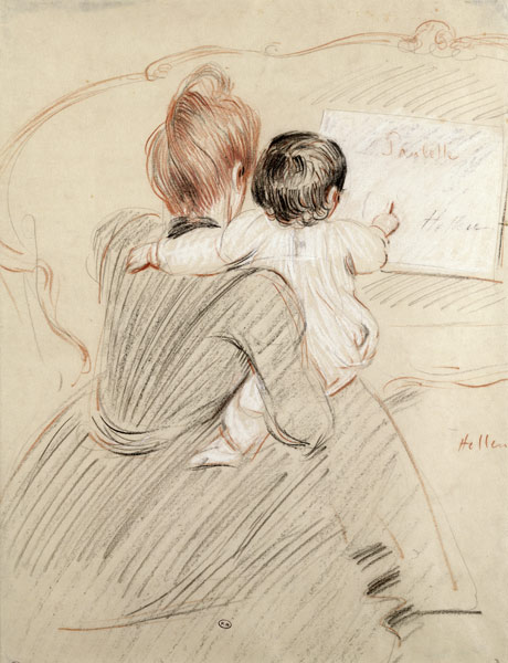 Madame Paul Helleu et sa fille Paulette, 1905 (crayon de couleur sur papier) à Paul Cesar Helleu