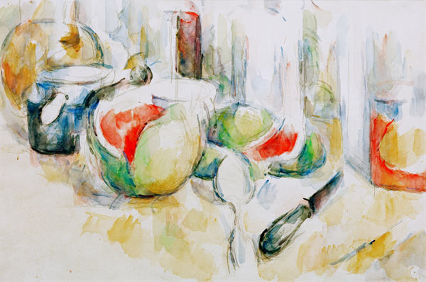 Nature morte avec pastèque entamée à Paul Cézanne