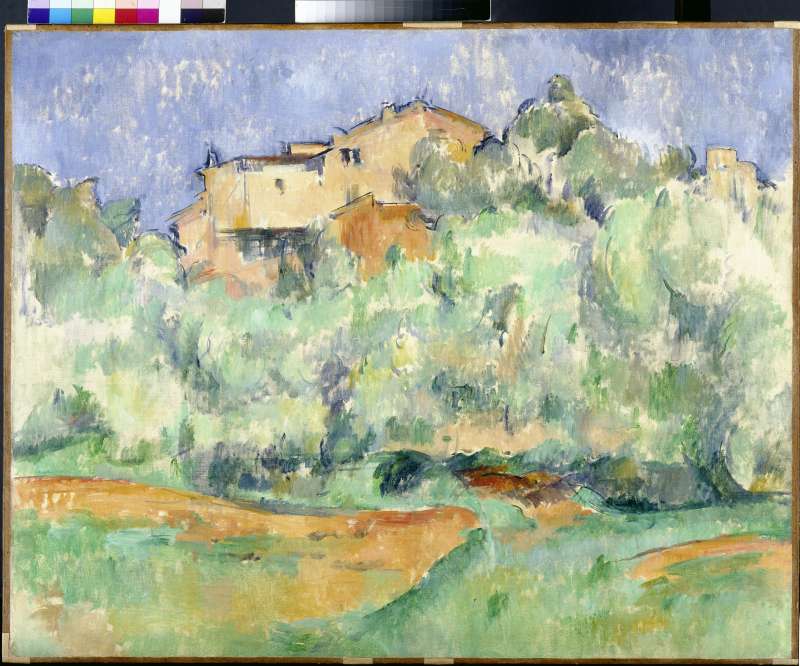 Haus auf bewaldeter Anhöhe mit Taubenschlag (Maison de Bellevue et pigeonnier) à Paul Cézanne