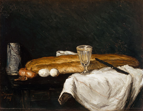 Still life w.bread and eggs à Paul Cézanne