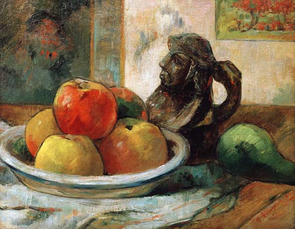 nature morte avec des pommes, une poire et une cruche à Paul Gauguin