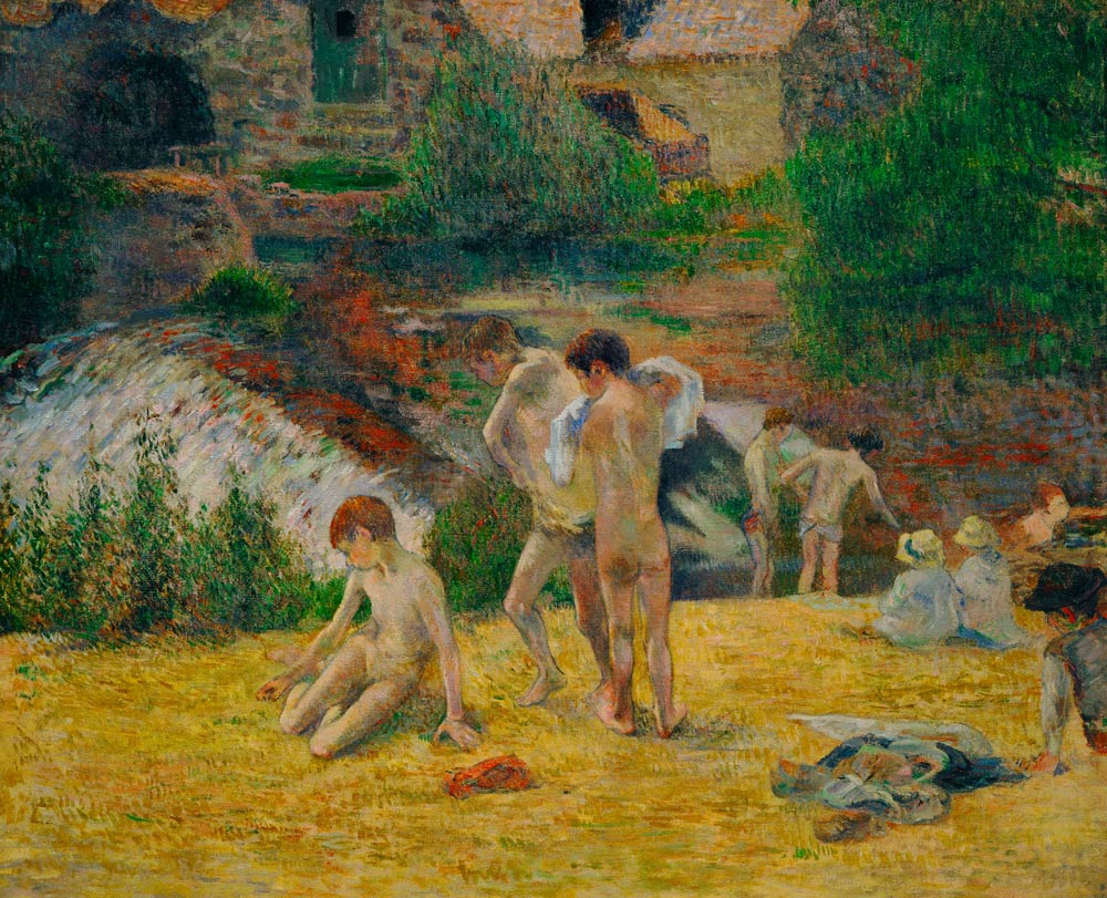 Bad neben der Mühle (Junge Bretonen nehmen ein Bad) à Paul Gauguin