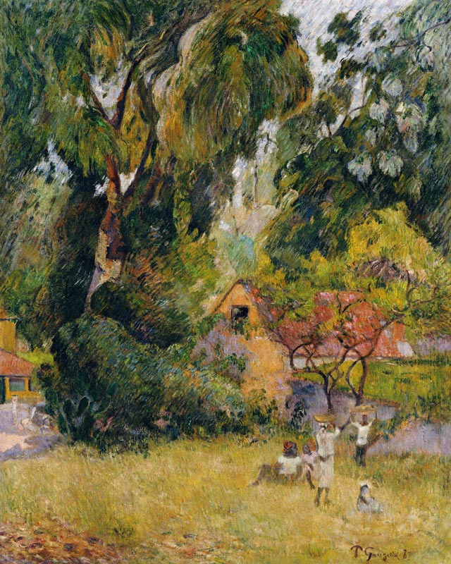 Huts under the Trees (oil on canavs) à Paul Gauguin