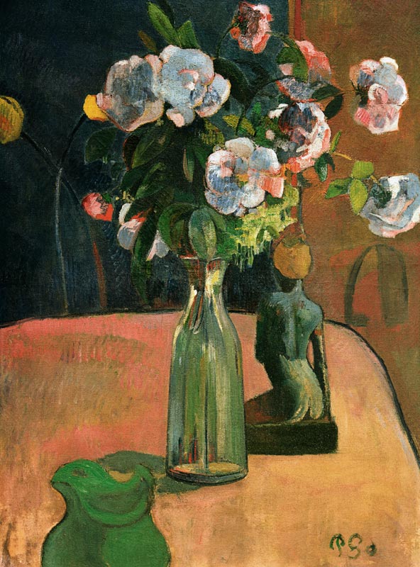 Roses et statuette à Paul Gauguin