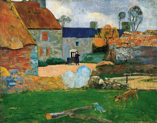 Das blaue Dach oder das Bauernhaus in Pouldu à Paul Gauguin