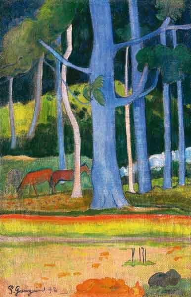 Landscape with blue trees (Paysage aux troncs bleus) à Paul Gauguin