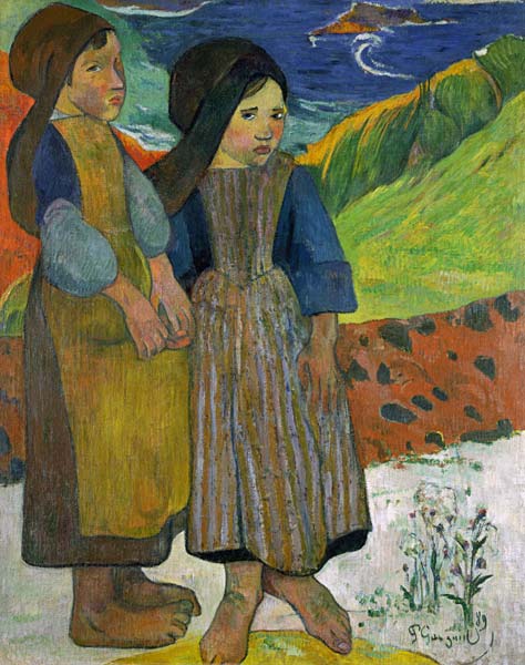 Two Breton Girls by the Sea à Paul Gauguin