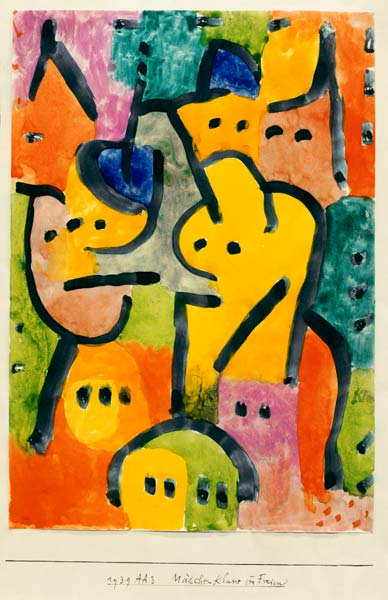 Maedchenklasse im Freien, 1939. à Paul Klee