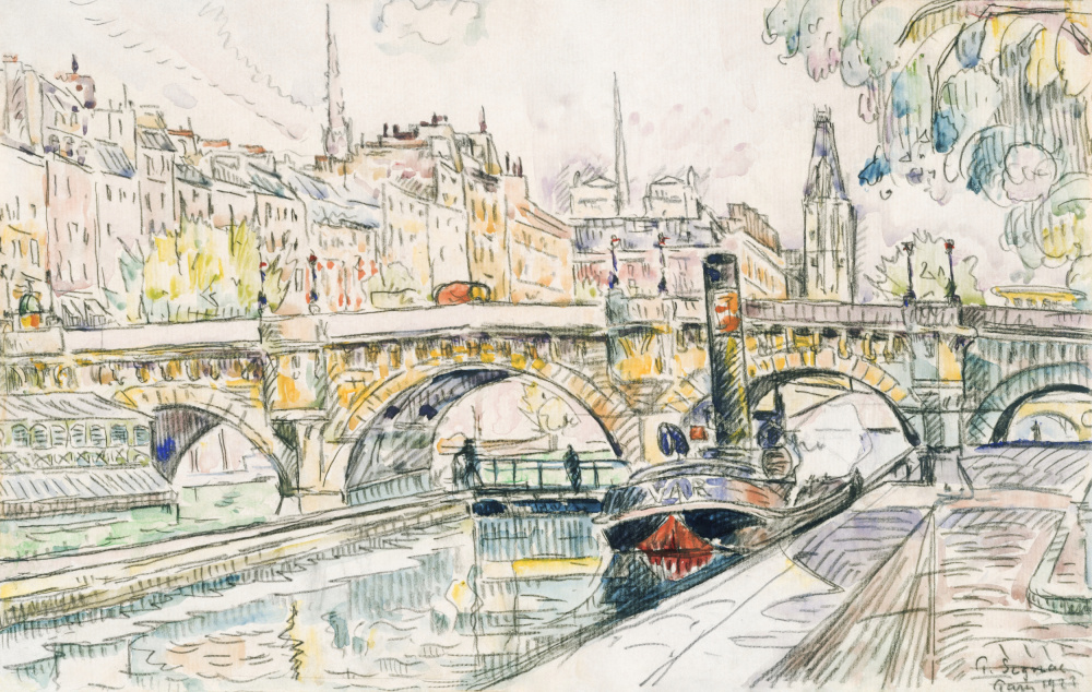 Tugboat at the Pont Neuf, Paris (1923) à Paul Signac