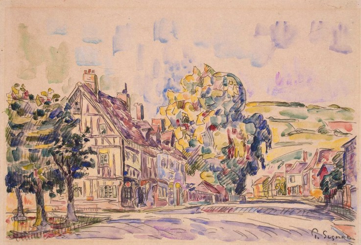 Street with a Frame House in Normandy à Paul Signac