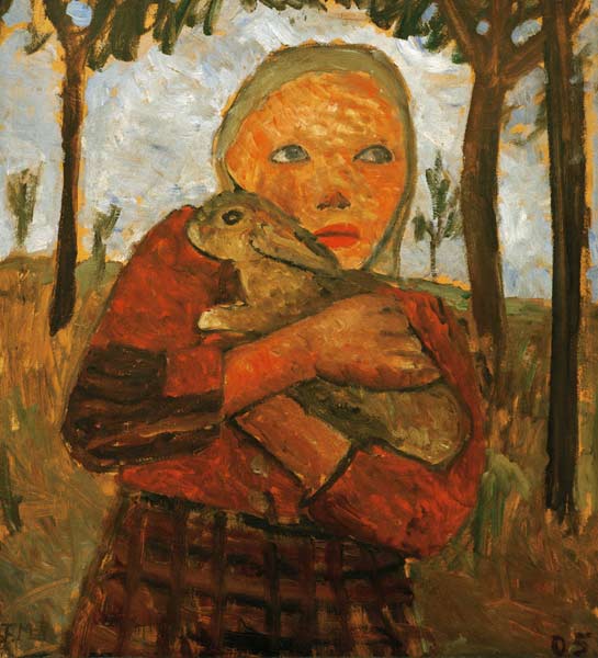 Girl with rabbit à Paula Modersohn-Becker