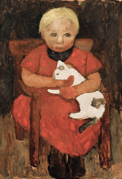 Enfant de la campagne assis avec un chat à Paula Modersohn-Becker