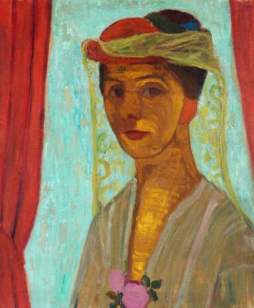Autoportrait avec chapeau et voile - Paula Modersohn-Becker en reproduction  imprimée ou copie peinte à l\'huile sur toile