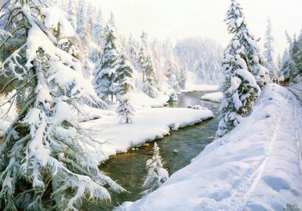 Paysage d'hiver avec des St. Moritz.