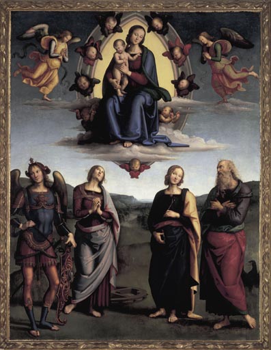 Madonna in der Glorie mit vier Heiligen à Pierto di Cristoforo Vanucci (alias Perugino ou le Perugin)