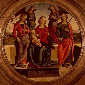 La madonne entourée des anges et des Saints à Pierto di Cristoforo Vanucci (alias Perugino ou le Perugin)
