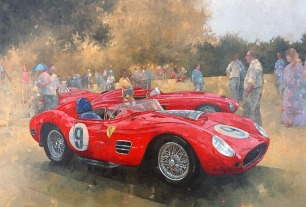 Ferrari, day out at Meadow Brook (huile sur toile)  à Peter  Miller