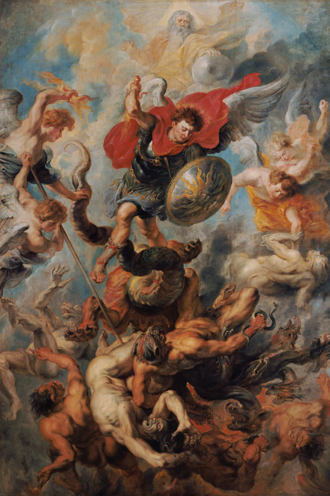 La chute de l'archange Michel dans la lutte contre les anges abtruennigen à Peter Paul Rubens