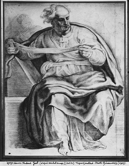 The Prophet Joel, after Michangelo Buonarroti (pierre noire & red chalk on paper) à Peter Paul Rubens