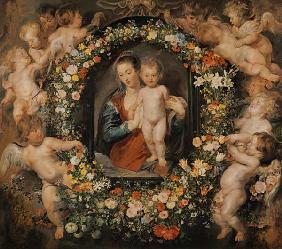 La Madonne avec la couronne de fleurs. La couronne de fleurs Jan Brueghel l'Ancien (1568-1625)