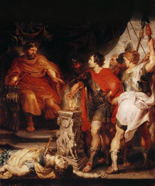 Mucius Scaevola devant Porsenna. (ensemble avec un a.van Dyck)