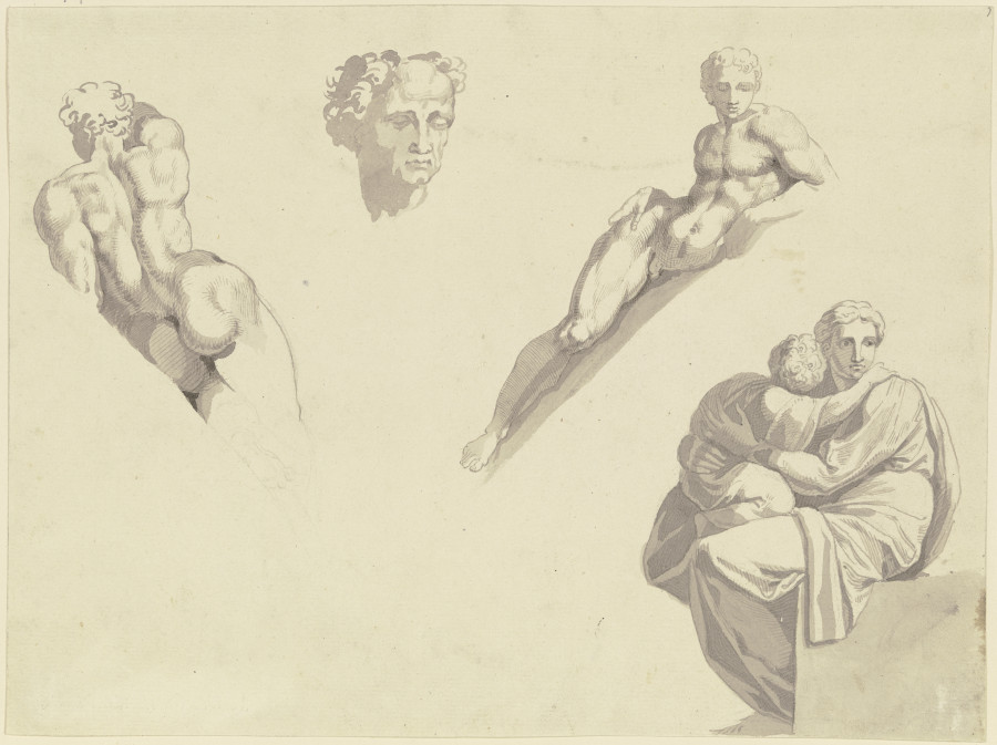 Studien aus der Sixtinische Kapelle des Michelangelo nach Kupferstichen gezeichnet à Peter von Cornelius