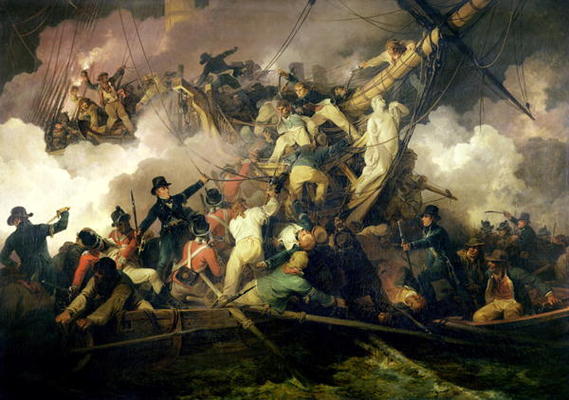 The Cutting-Out of the French Corvette, 'La Chevrette', 21st July 1801 (oil on canvas) à Philip James Loutherbourg