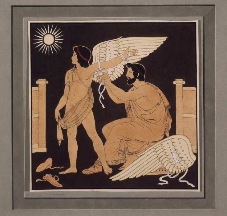 Daidalos legt Ikaros einen Flügel an à Philipp Veit
