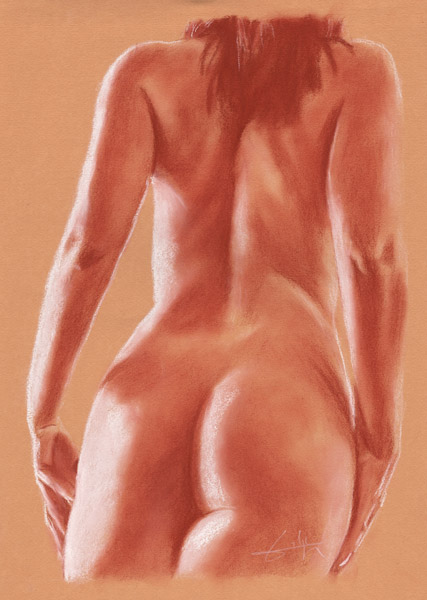 Femme nu de dos mains sur fesses - Philippe Flohic