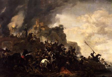 Cavalry Making a Sortie from a Fort on a Hill à Philips Wouverman