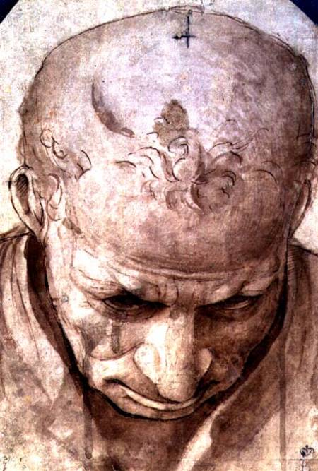 Head of an Elderly Man (pen, brown à Piero di Cosimo