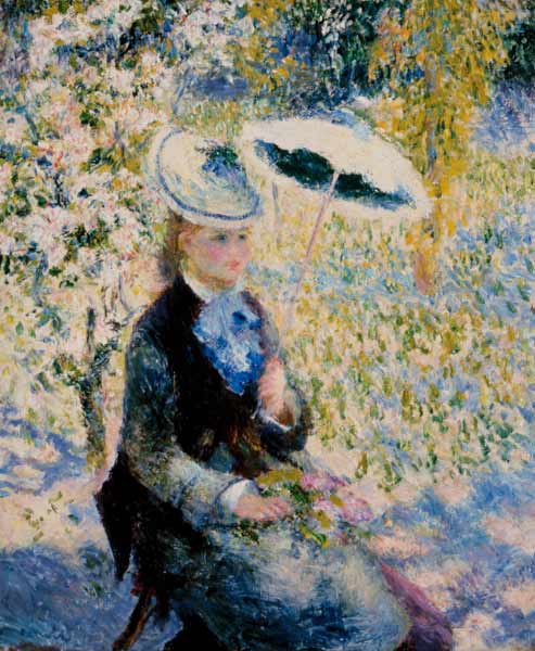 Woman with parasol between flowers - Pierre-Auguste Renoir