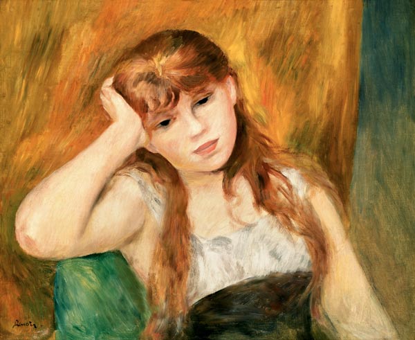 Jeune fille pensive à Pierre-Auguste Renoir