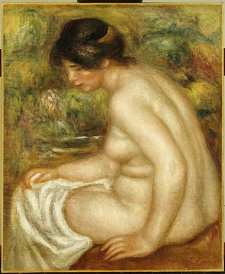 Side view of a seated bather (Gabrielle) à Pierre-Auguste Renoir