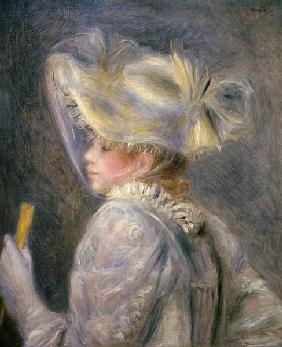 Jeune femme avec le chapeau blanc.