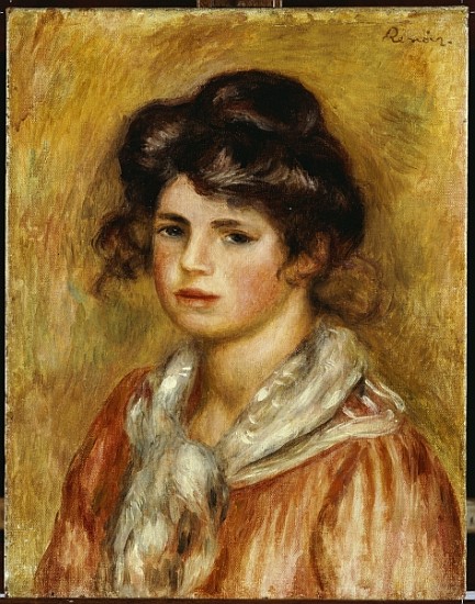 Young Girl with a White Handkerchief à Pierre-Auguste Renoir