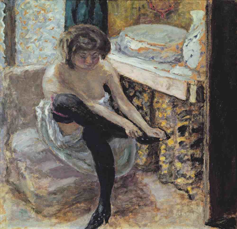 Woman with Black Stockings or, Woman at her Toilet à Pierre Bonnard