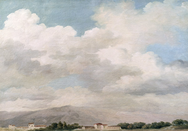 Study of the Sky at Quirinal (oil on paper mounted on card) à Pierre Henri de Valenciennes