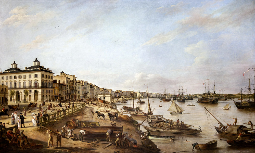 View of part of the port and the docks of Bordeaux, known as the Chartrons and Bacalan à Pierre Lacour